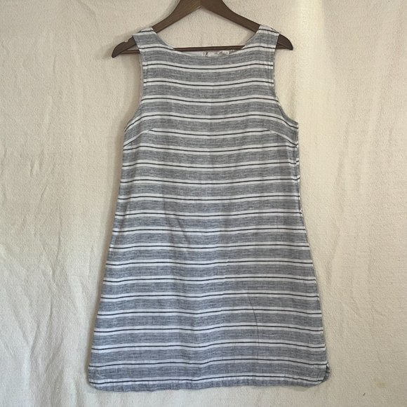 Sleeveless Linen-Cotton Striped Dress/Tunic, M - Picture 1 of 7